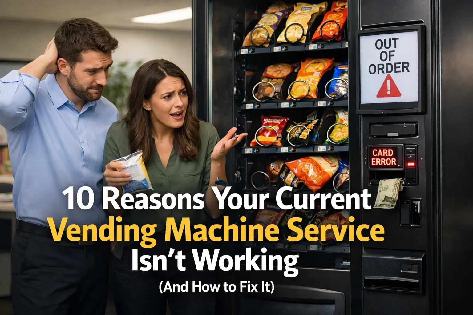 Empty vending machine slots illustrating common vending service problems