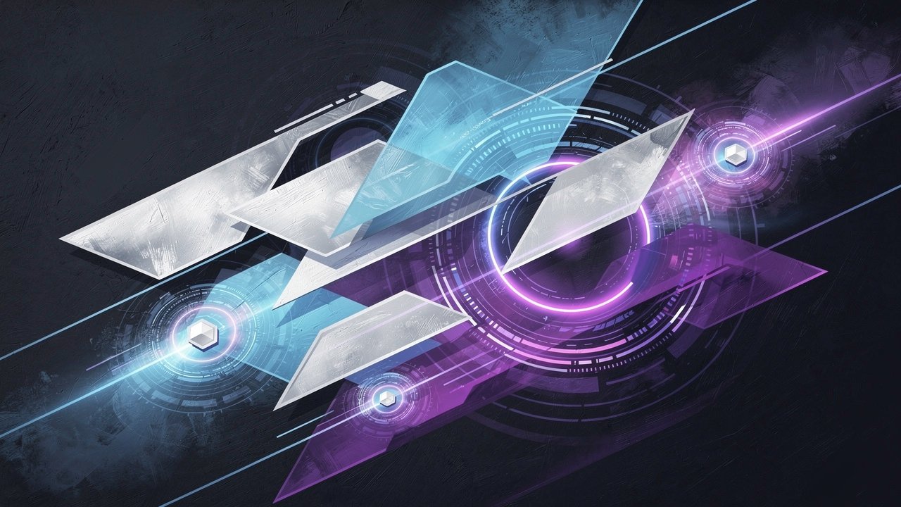 Abstract blue and violet shapes representing smart vending technology